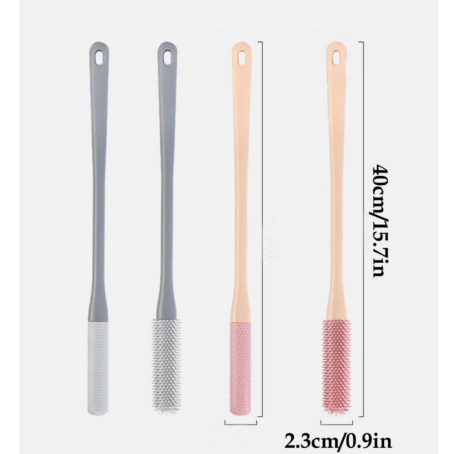 Toe Cleaning Brush, 15.7" Foot Scrubber with Long Handle - Shower Foot Brush Soft Feet Care Scrub Toe Scrubber for Exfoliating - Men, Women & Seniors (Gray)