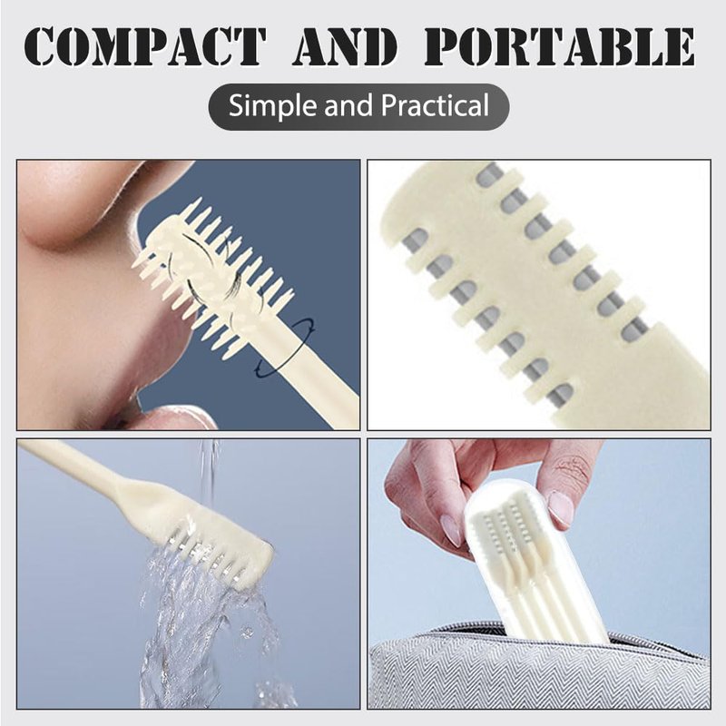 2-in-1 Nasal Hair Cutter, 2025 Upgrade 360° Rotating Nose Hair Trimmer with Double-Sided Blade & Ear Pick, Manual Nostril Hair Removal Tool for Men and Women, Soft Cleaning Brush (Beige, 3PCS)