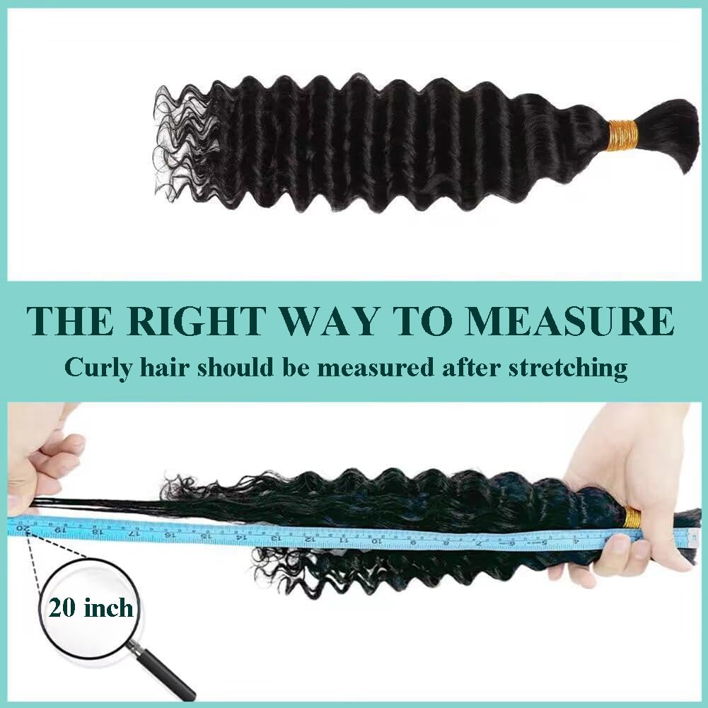 Human Braiding Hair for Boho Braids 18 Inch 110g Deep Wave Bulk Boho Human Hair for Braiding No Weft 12A Curly Human Hair Extensions for Boho Braids 2 Bundle Wet and Wavy Human Hair