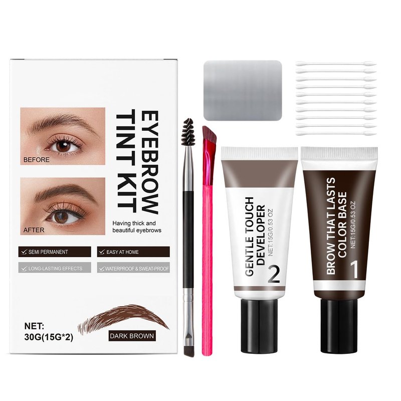 Brow Color Kit - 2-in-1 for 6-Week Defined Look | Extra Large 30g, Dark Brown, Easy Salon Results at Home