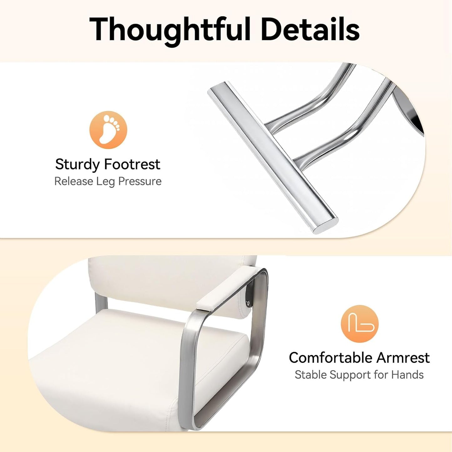 Salon Barber Chair - Hydraulic Pump & 360° Swivel | Adjustable Height Off-White & Silver Styling Chair for Barbershop & Home
