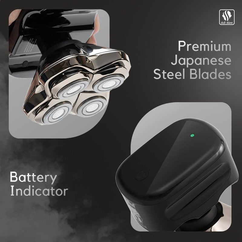 Skull Shaver Pitbull Silver PRO Head & Face Shaver - Premium Cordless Electric Shaver for Wet & Dry Shaving - Ergonomic & Easy-to-Clean Design - Includes Travel Pouch