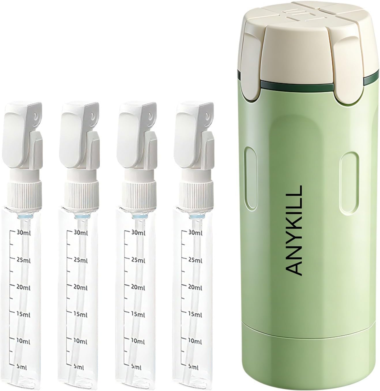 Travel Dispenser Bottle - 4 in 1 Leak-Proof Toiletries Container | Compact Shampoo & Conditioner Set (White)