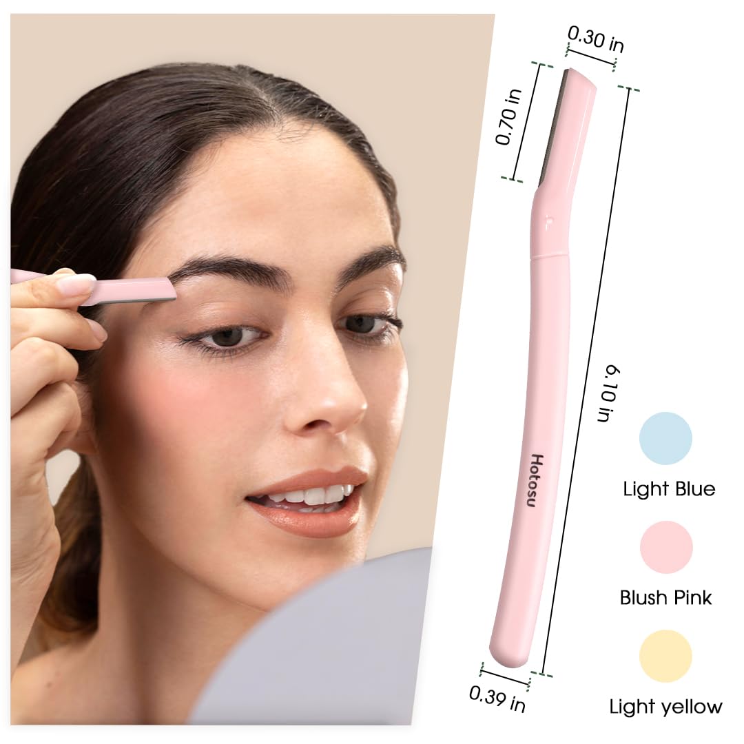 Face Razors for Women & Men Face Hair, Dermaplane Razor with Protective Cap, Womens Facial Razor for Peach Fuzz & Eyebrow Grooming, Ideal Travel Friendly Gift - 3pcs