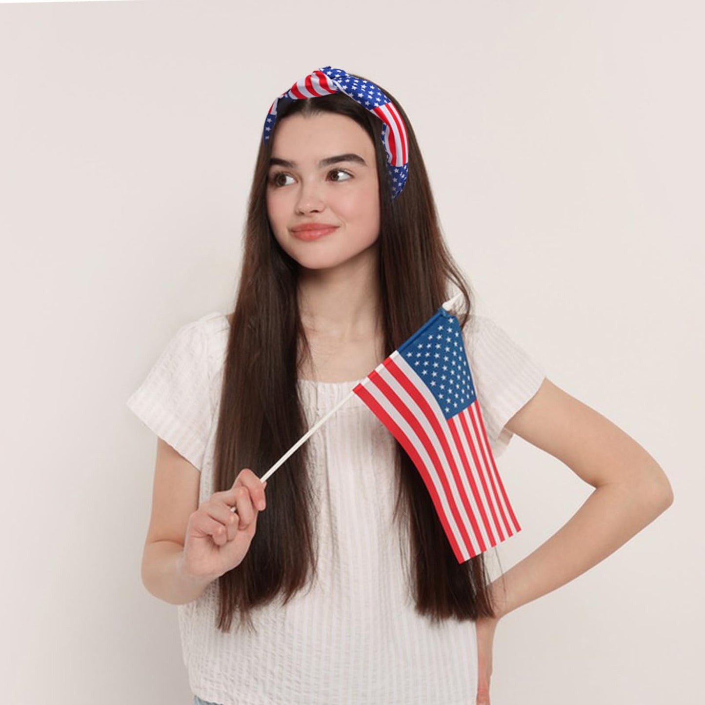BELSITA 4th of July Headband Patriotic Hair Accessories for Women Girls USA Flag Stars Hair Band Non Slip Wide Knotted Head Band Independence Day Decor Supplies 1 Pcs