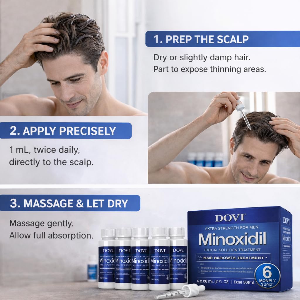 Dovi Minoxidil 5% Hair Regrowth Treatment for Men – Extra Strength Advanced Topical Solution, 6 Month Supply, Helps Regrow Hair and Prevent Hair Loss