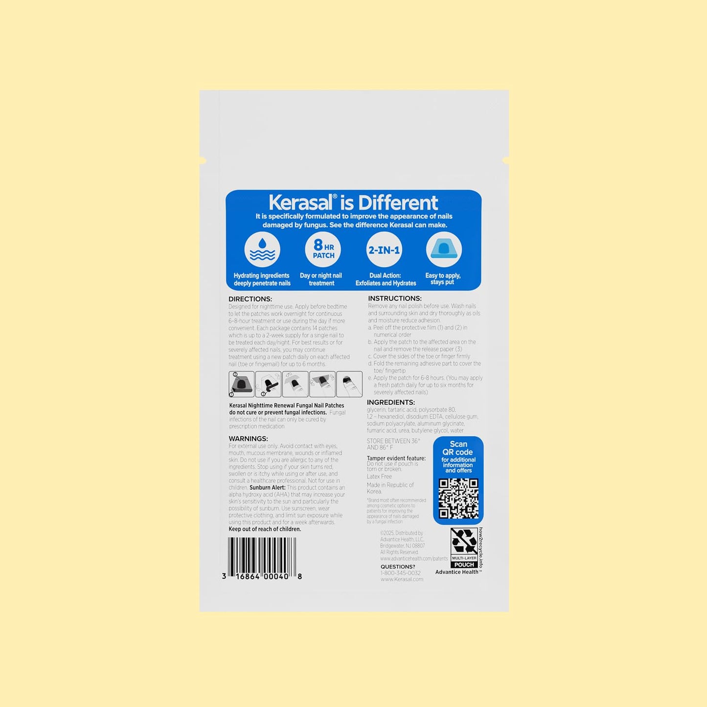 Kerasal Nighttime Renewal Fungal Nail Patches - 14 Patch - Overnight Repair for Nail Fungus Damage, 8-Hour Treatment Restores Healthy Appearance (Packaging May Vary)