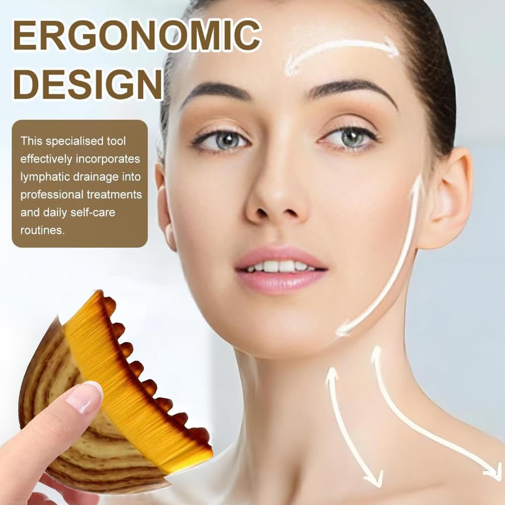 Lymphatic Contour Face Brush, Super Soft Facial Contour Sculpting Brush Manual Lymphatic Drainage Massager Anti-Puffiness Ergonomic Facial Cleansing Brush