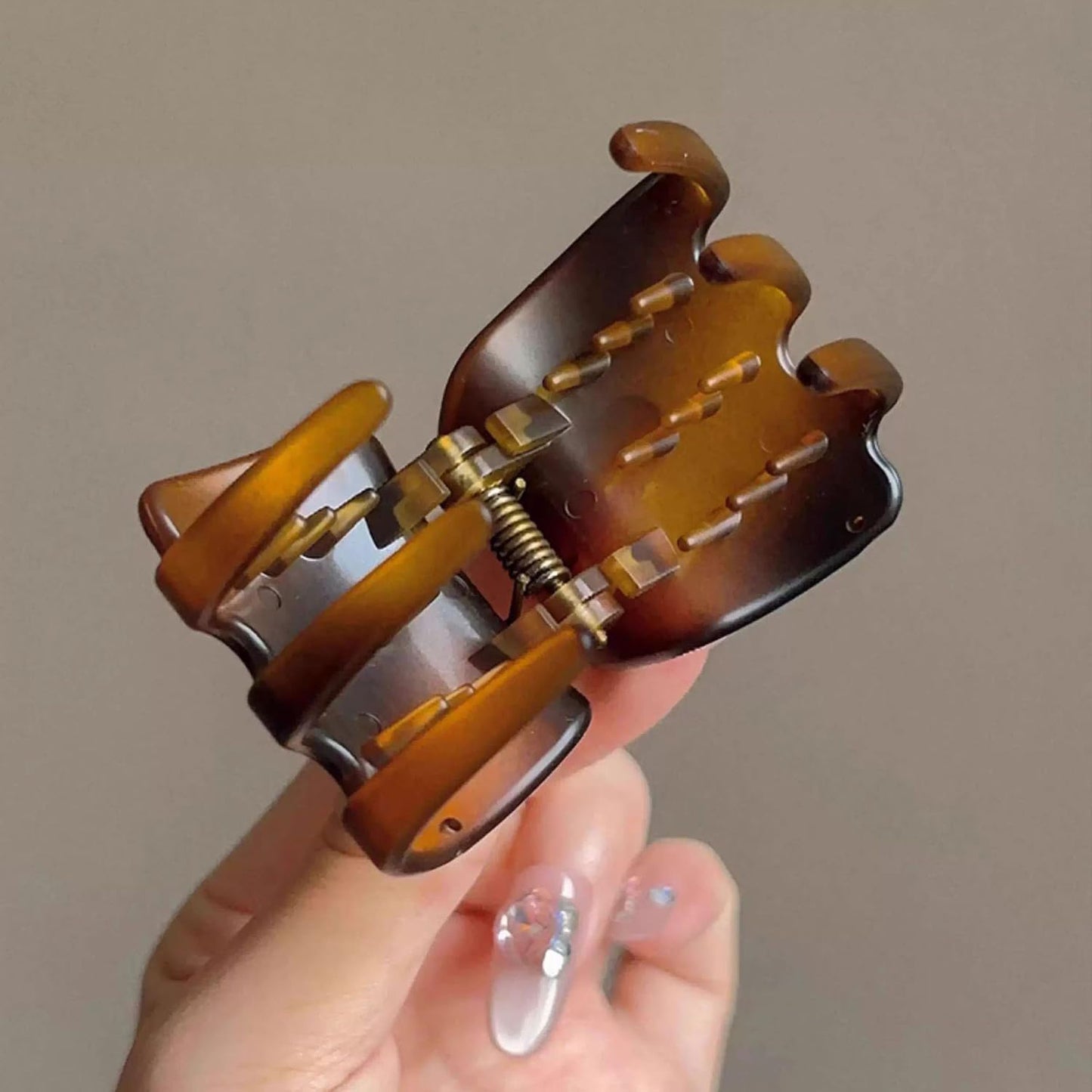 High Ponytail Hair Claw Clips - 3Pcs Non-Slip Acrylic Shark Clips | Strong Hold for Thick/Thin Hair - Chocolate Brown, Black, Amber Brown
