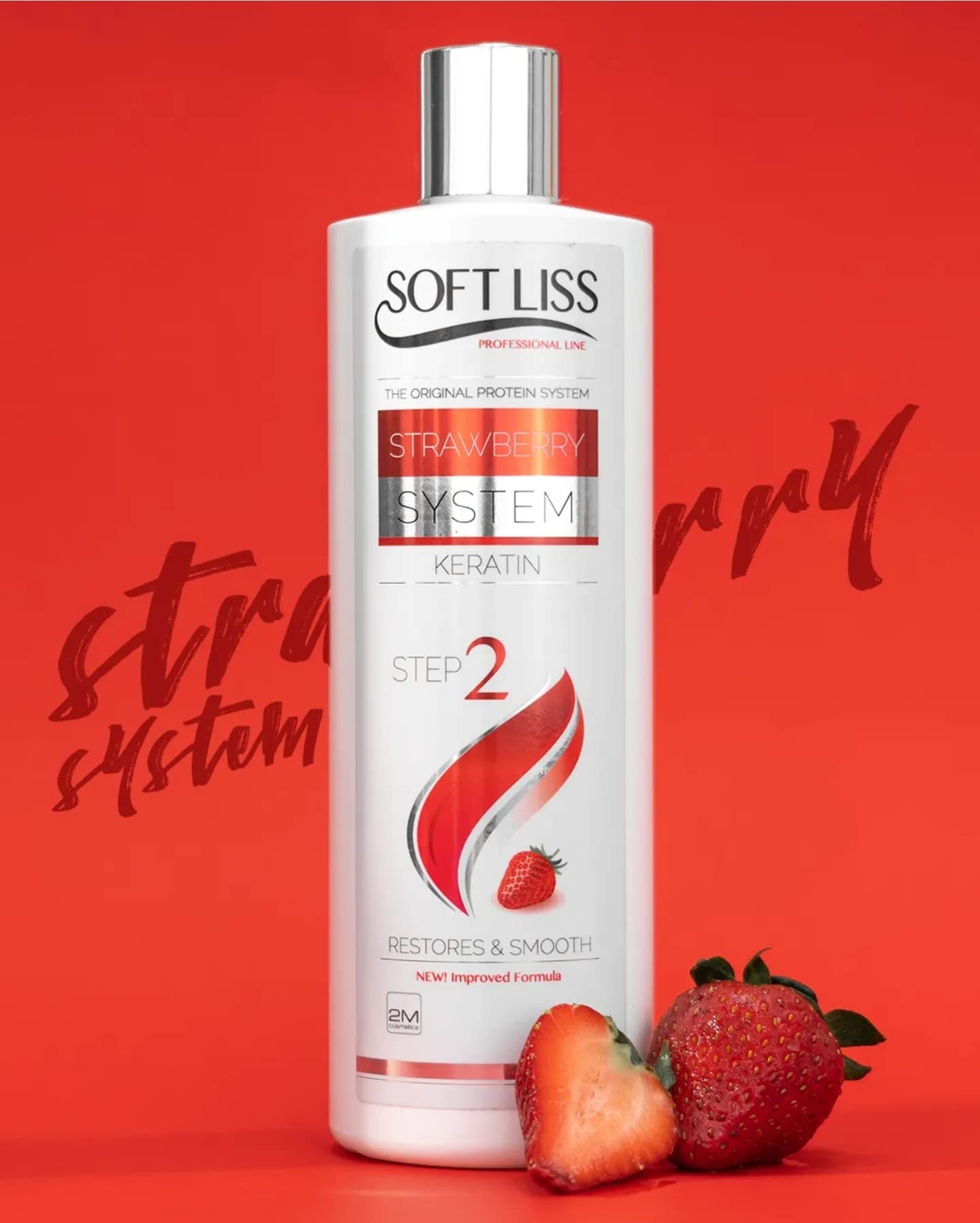 Soft Liss Keratin Brazilian Treatment Soft Liss Morango Kit 8oz Formaldehyde Free Unisex Hair Treatment Strawberry Scent Keratin and Strawberry Extract-based Straight Hair Care Agent