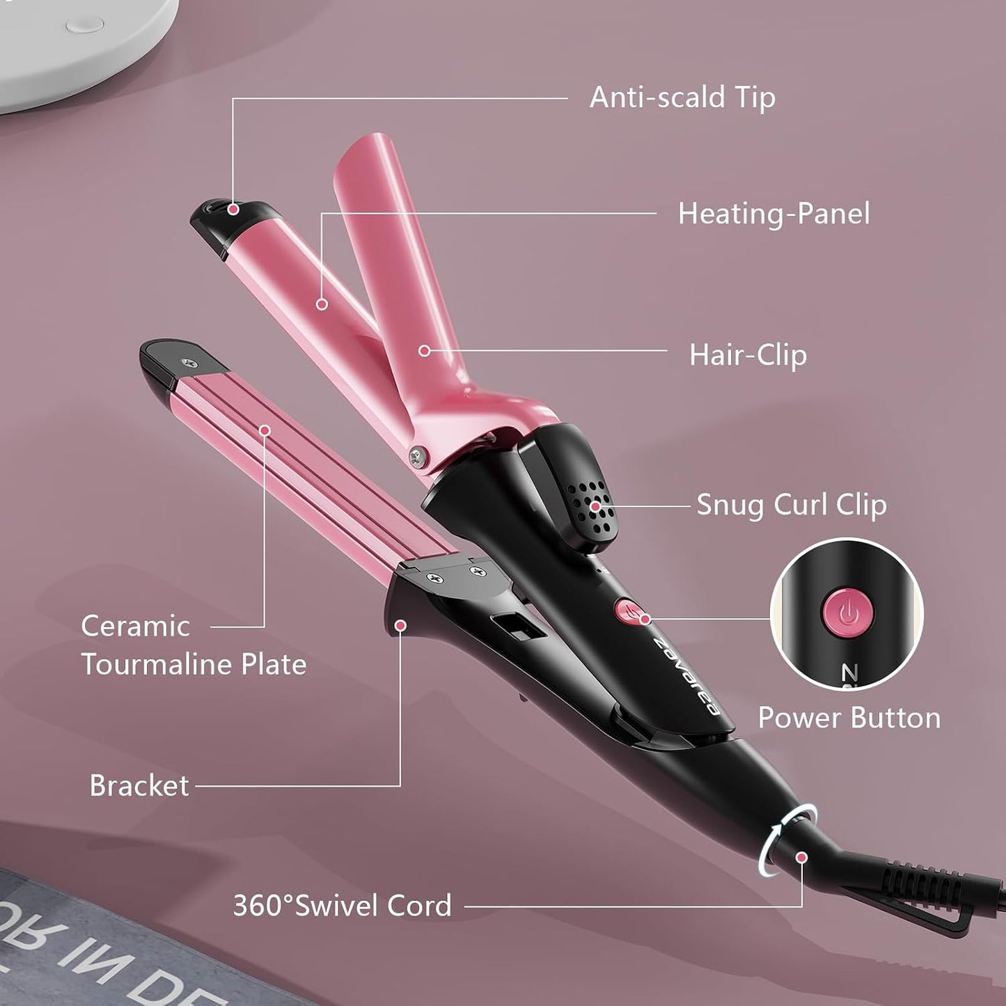 2-in-1 Hair Straightener and Curler - Dual Voltage Flat Iron with Ceramic Coating | 3 Heat Settings 320°F-410°F | Portable Mini Styler for Travel