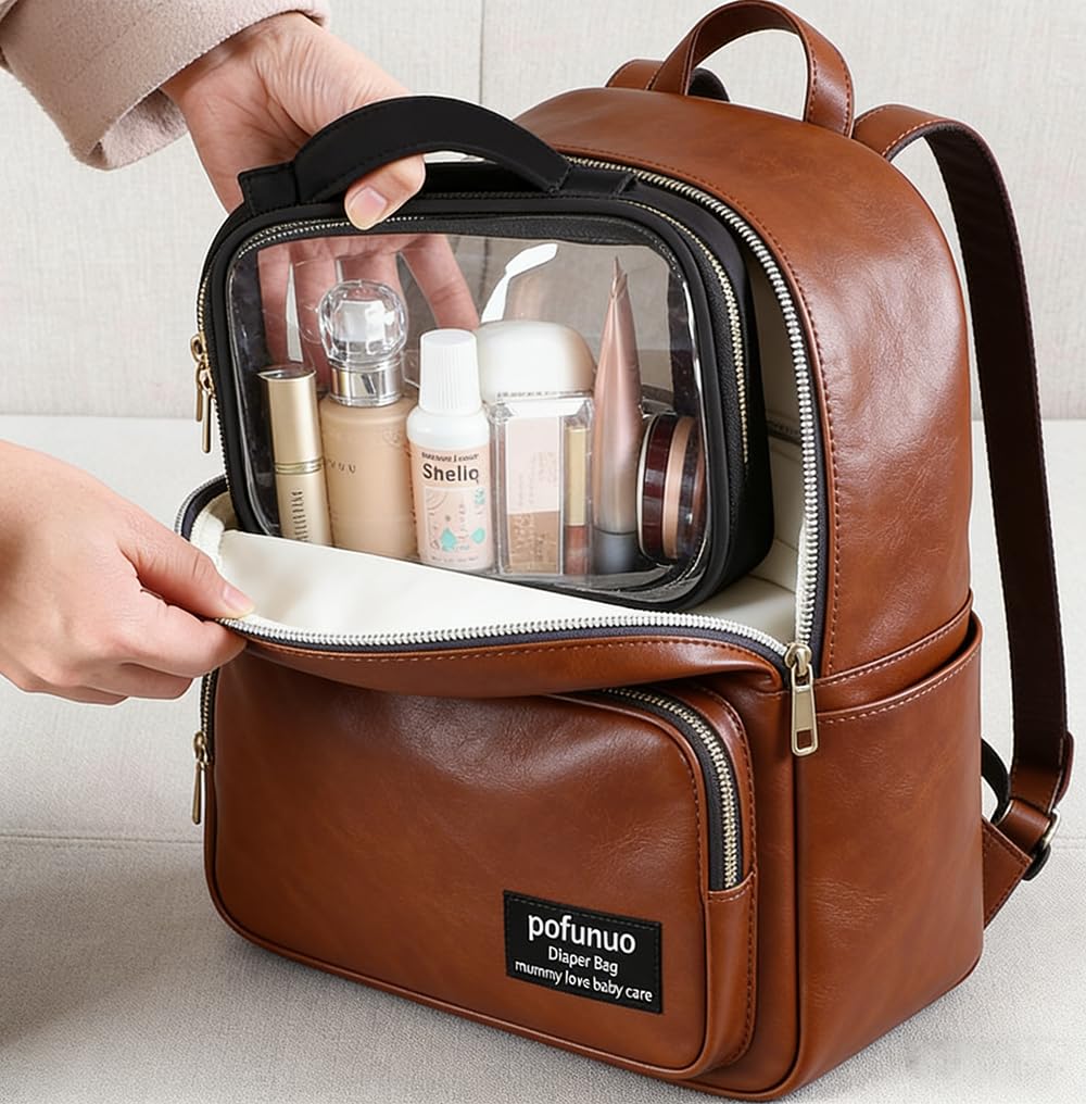 HYOOG Clear Makeup Bag with Handle, PVC Toiletry Bag for Travel, Airport Airline Compliant Cosmetic Organizer, Black with Gold Zipper (1, Black)
