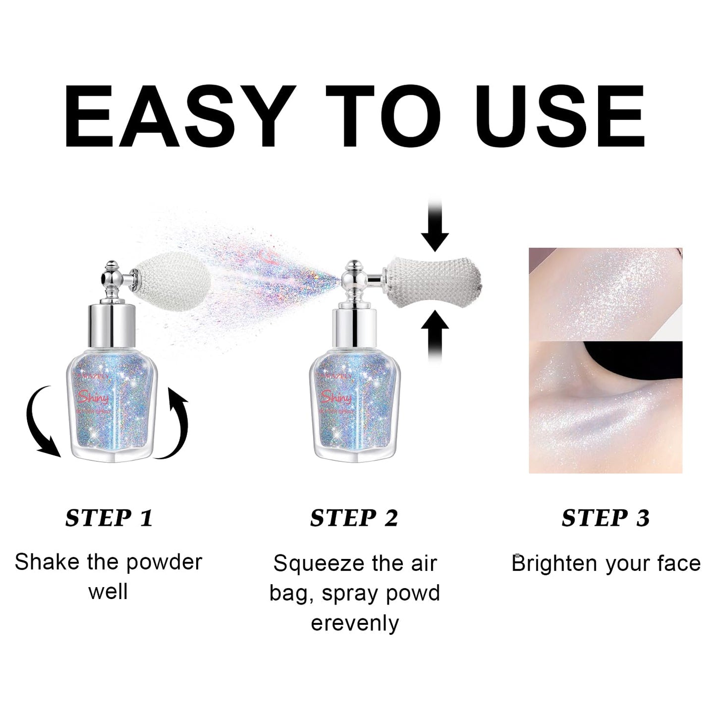 Hair and Body Glitter Spray, Shimmering Powder Sparkle Powder Makeup, Glitter Loose Sparkle Makeup for Body Highlighter,Festival Prom Rave Accessories (Glint-Rainbow)
