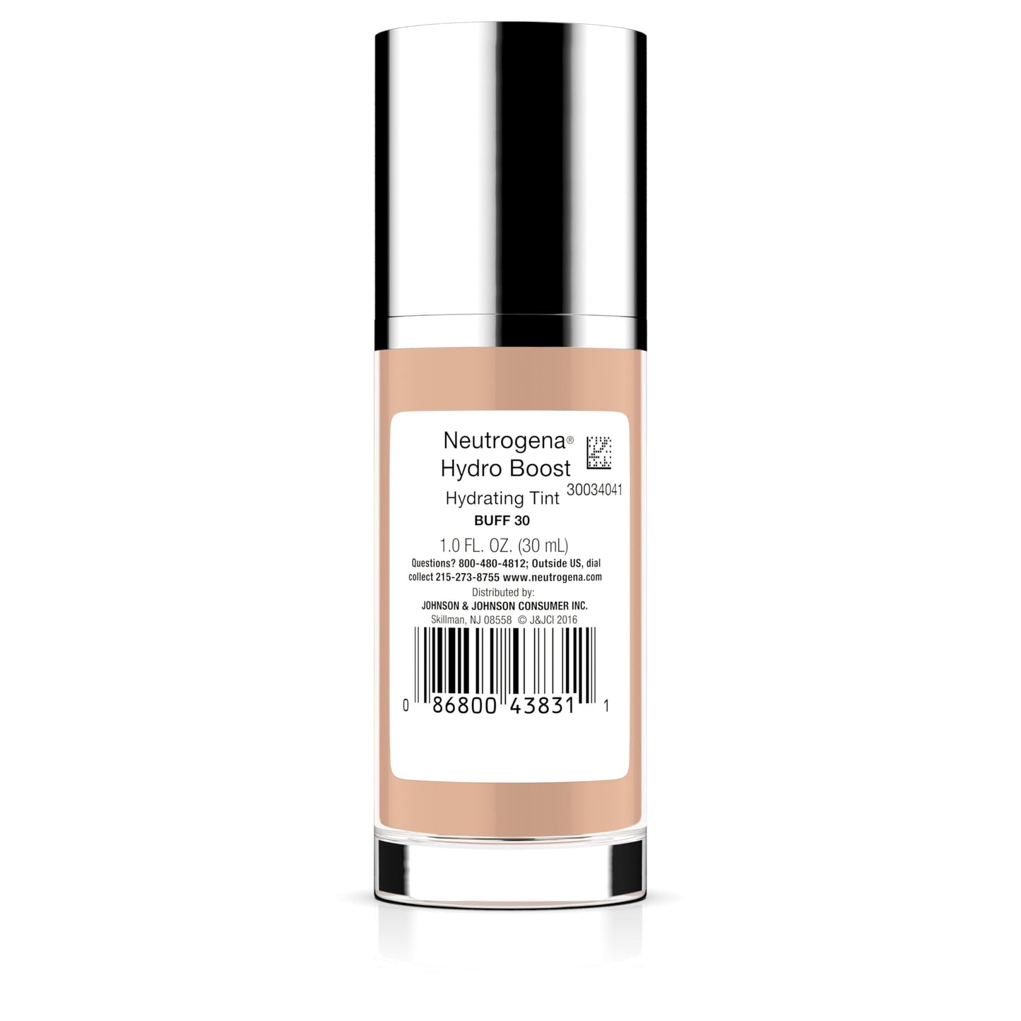 Neutrogena Hydro Boost Hydrating Tint, Lightweight Foundation for Dry Skin, Hyaluronic Acid, Moisturizing Skincare Makeup, Oil-Free, Water-Gel, Smooth Natural Coverage, Buff 30, 1.0 fl oz