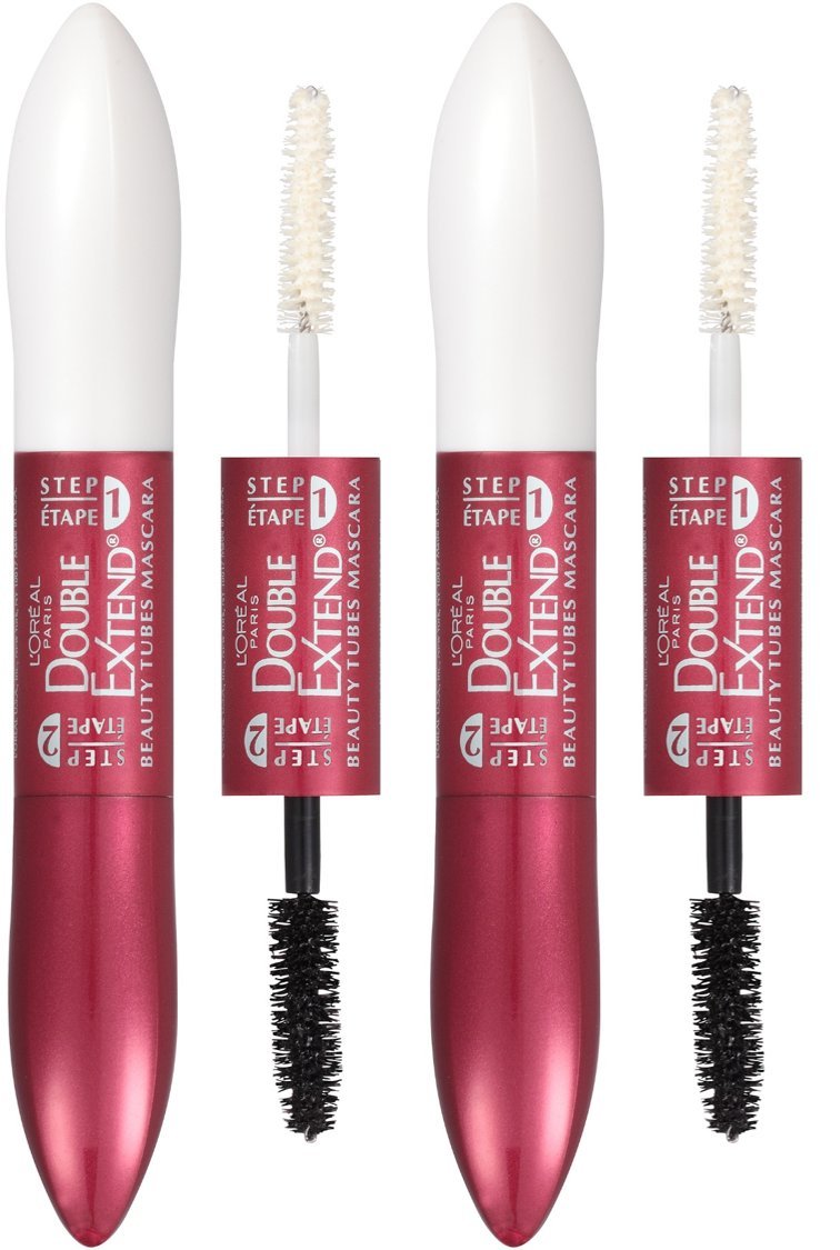 L'Oreal Paris Double Extend Tubing Mascara - Lengthening, Smudgeproof, Black | 2-Step Formula