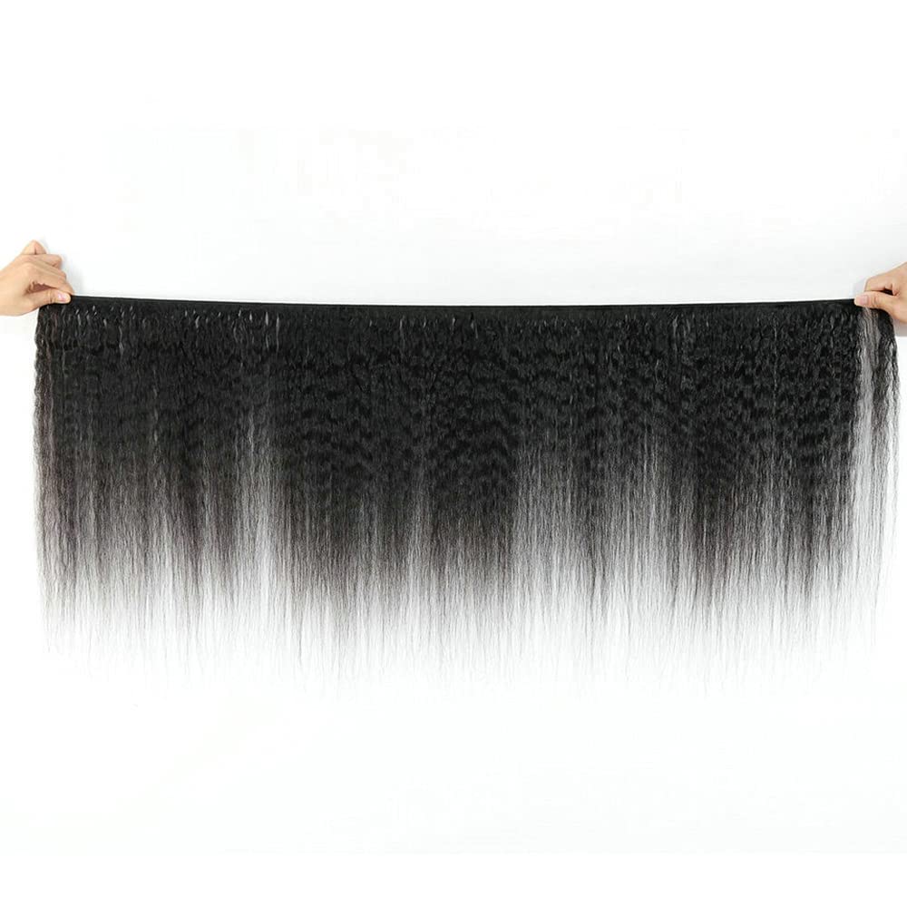 30 Inch #1B Nature Black Bundles Human Hair Yaki Straight 1 Bundles 100 Grams/Bundle 10A Grade Unprocessed Brazilian Virgin Hairs Kinky Straight Bundles Weaves Hair Extensions For Women