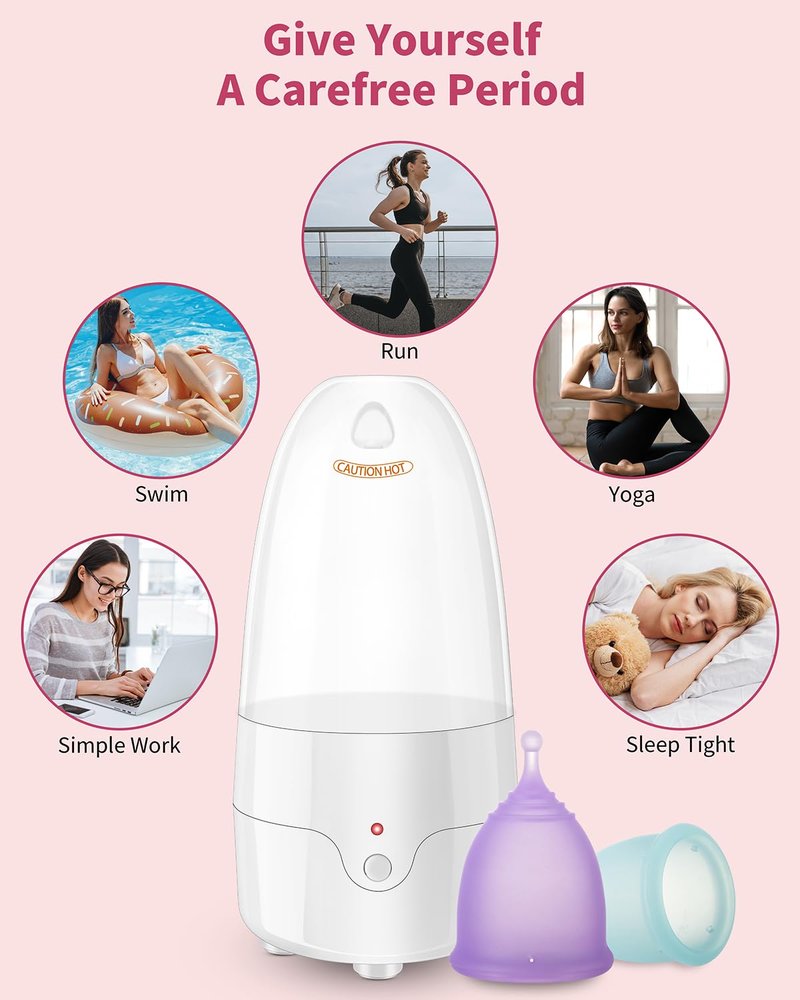 Menstrual Cup Steamer Sterilizer with 2 Reusable Menstrual Cups, Period Cups Cleaner Wash Kit