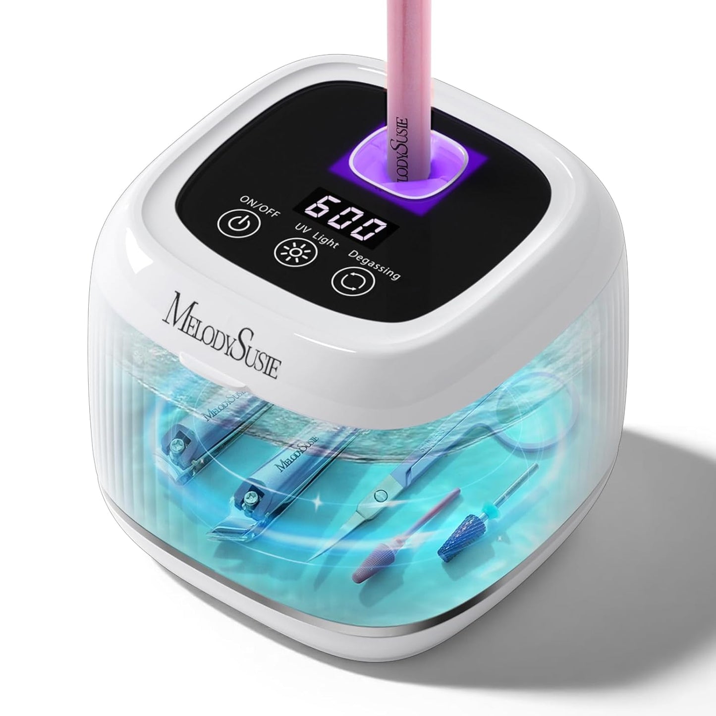MelodySusie 2 in 1 Nail Tool Cleaning Machine - 3 Timer Modes for Nail Drill Bits & Jewelry Cleaning | Black, DL-160