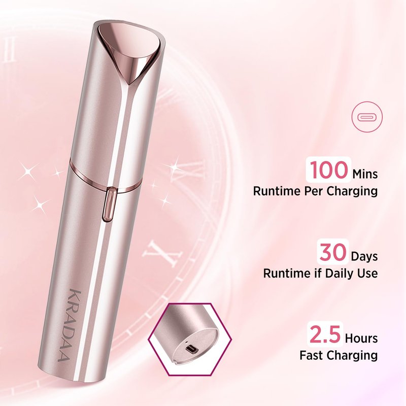 Facial Hair Removal for Women - Painless Facial Hair Remover - Electric Hair Removal Device for Face Lips Peach Fuzz with Light (Rose Gold)