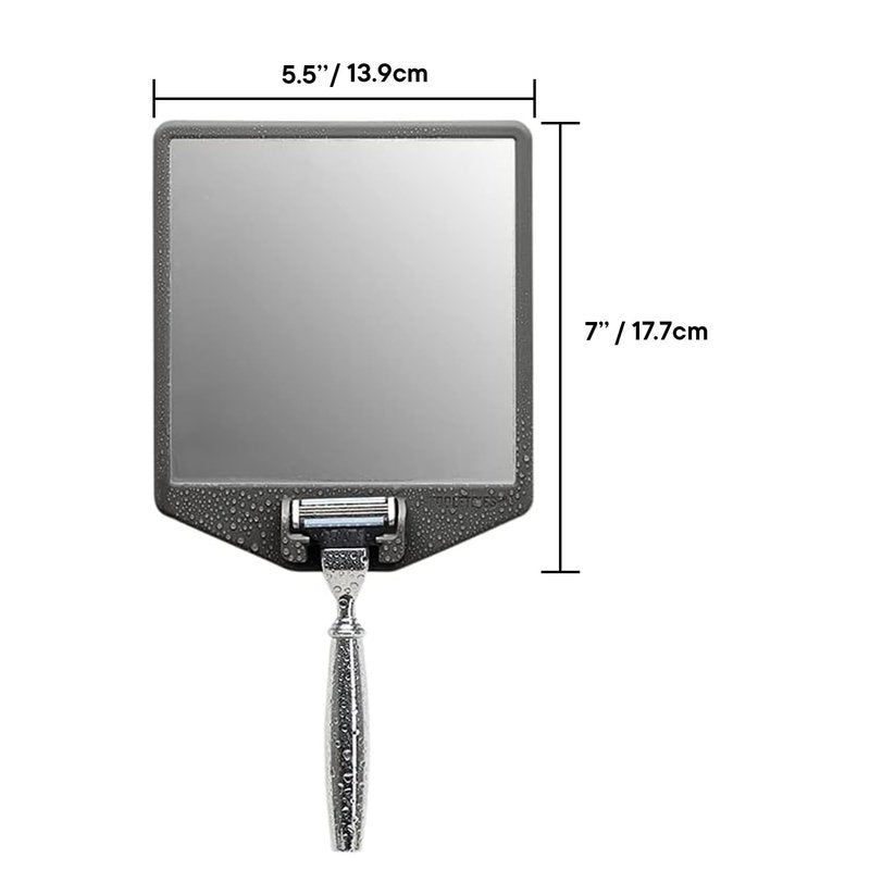 TOOLETRIES The Joseph Shower Mirror for Shaving, Fog Reduction Bathroom Mirror with Silicone Razor Holder & Reusable Wall Mount Grip, Shower Grooming Accessory - Charcoal