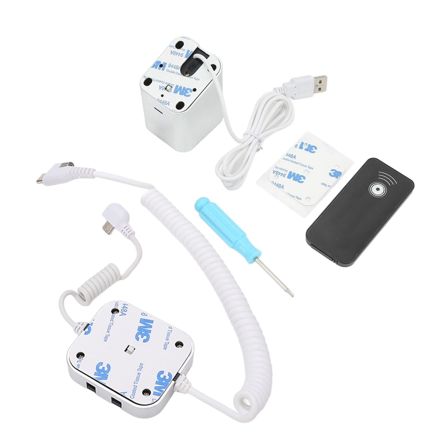 Display Stand, Anti Theft Cell Phone Display Stand, 95‑120dB Security Alarm, Fast Charging Infrared Remote Control Unlock for Exhibition(for Android Port, Without claw)