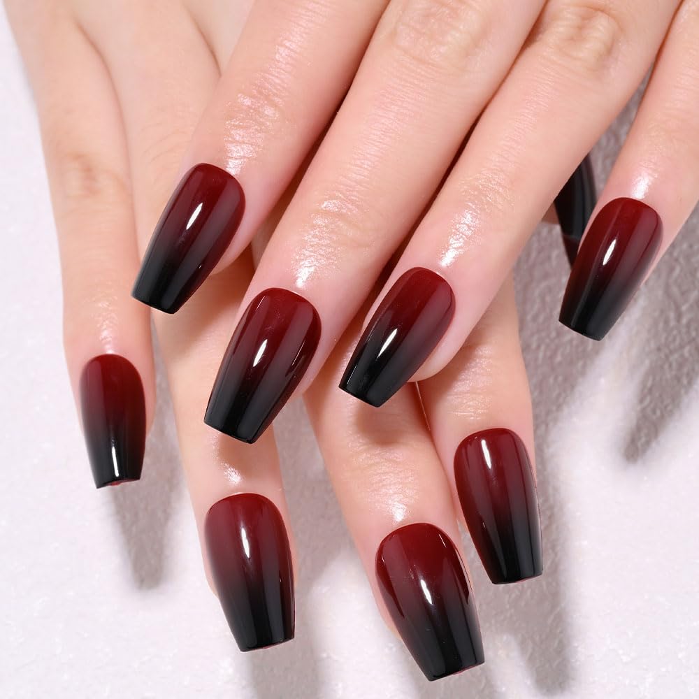 Short Almond Press-On Nails - French Tip & 3D Gold Star Design | Glossy Full Cover Acrylic, Reusable Fake Nails for Women