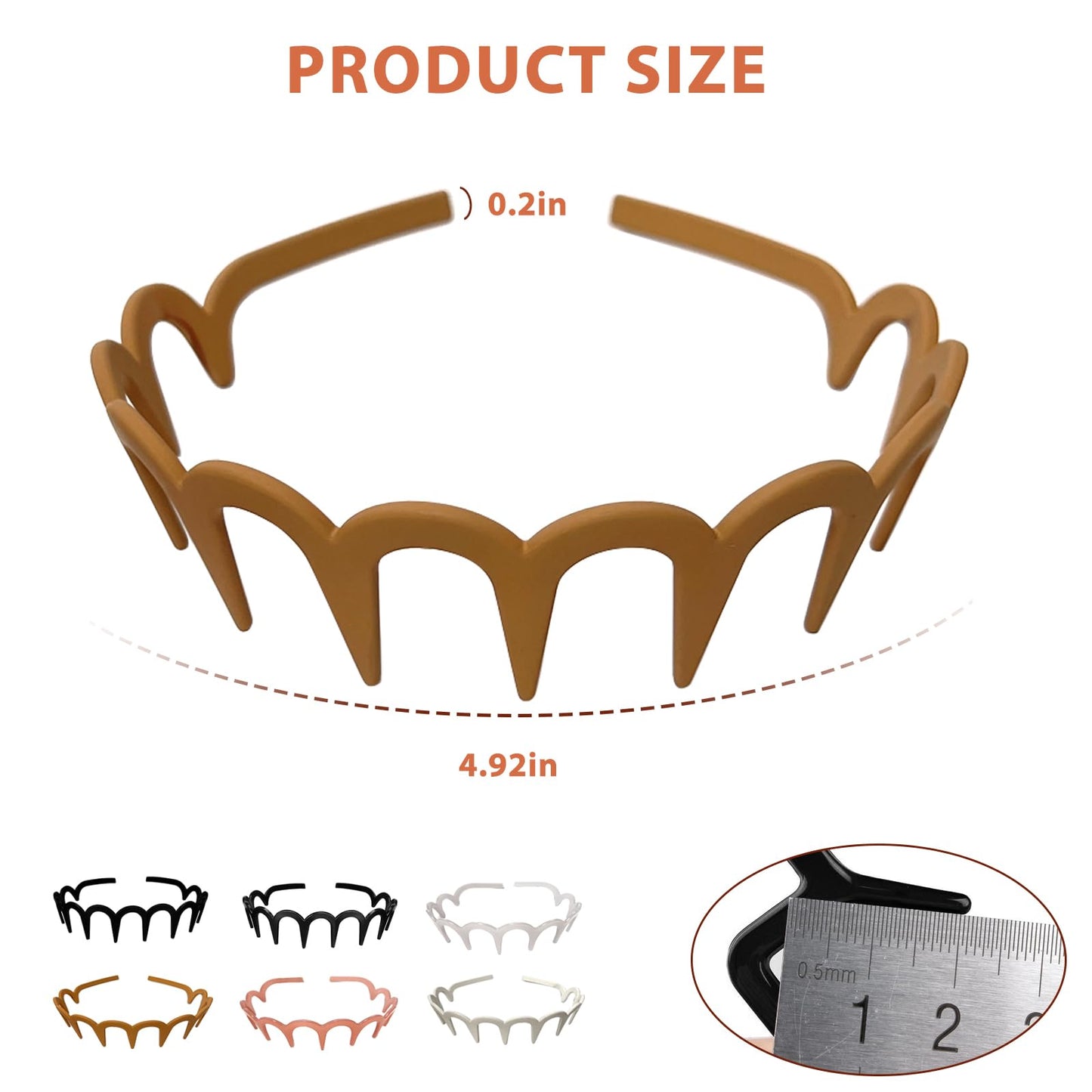 Elevate Your Style with 6Pcs Zig Zag Shark Tooth Headbands – Fun Comb Plastic Hoop U Shaped Hair Bands with Wavy Teeth, Perfect Hair Accessory for Women & Girls (6 Color)
