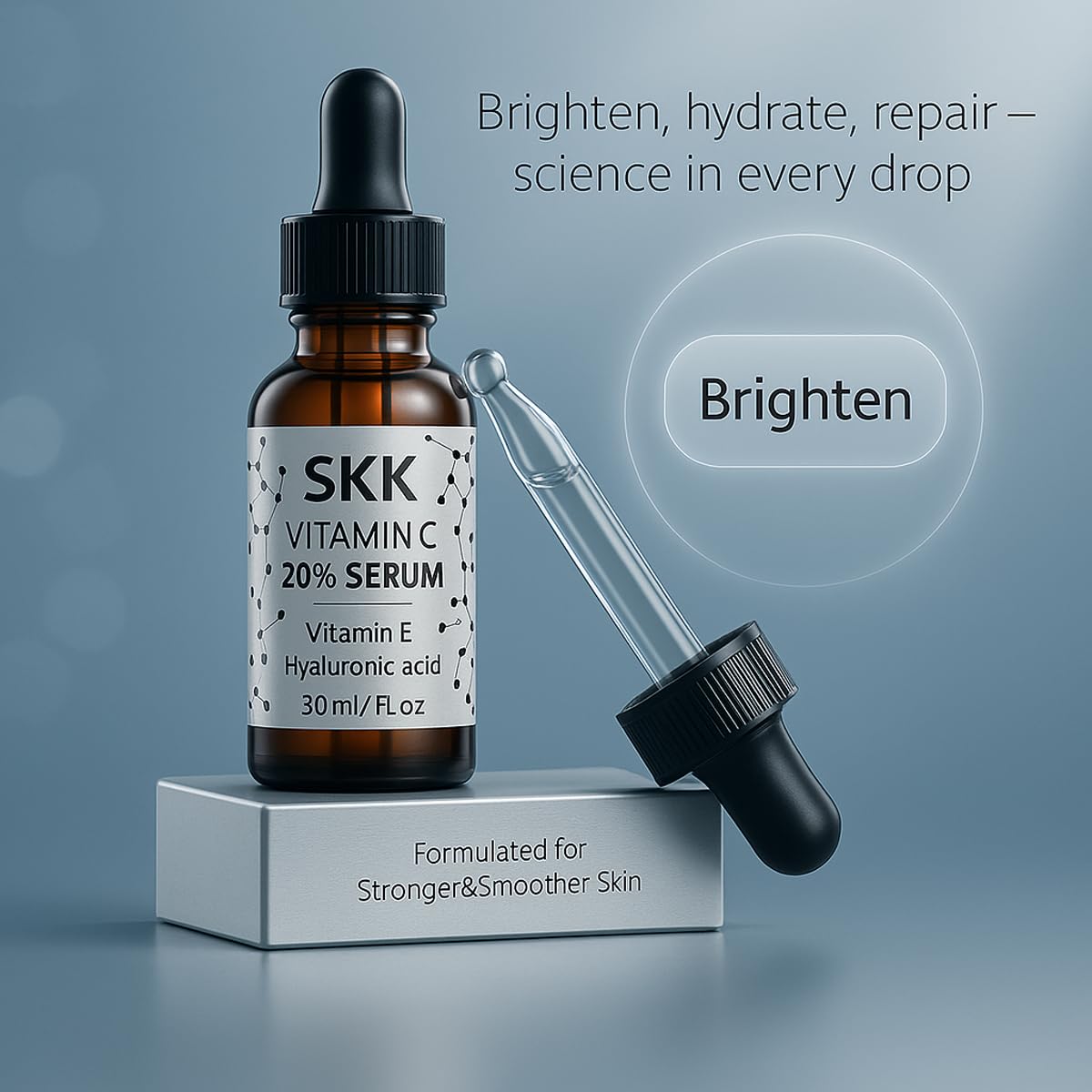 Vitamin C Face Serum 20% - Brightening & Hydrating with Hyaluronic Acid | Reduces Dark Spots, Fine Lines, Wrinkles