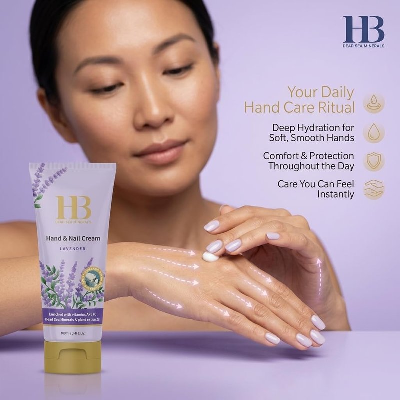 Health & Beauty Dead Sea Minerals Lavender Hand & Nail Cream 100ml – Moisturizing Hand Care for Dry Skin, Soft Hands, Nail Nourishment & Daily Hydration
