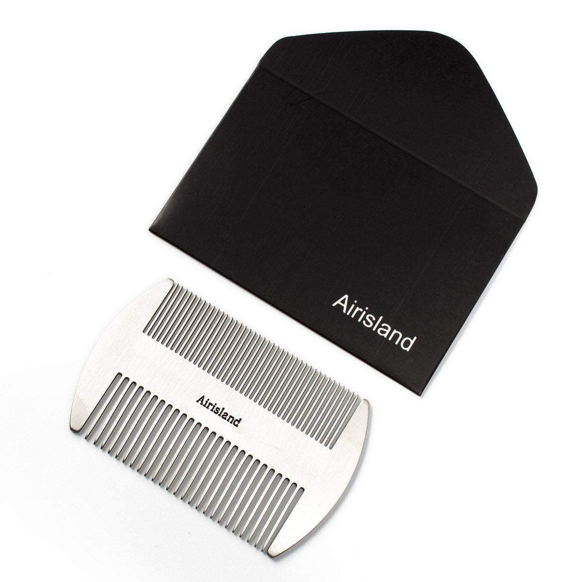 Airisland Dual Action Stainless Steel EDC Credit Card Size Wallet Comb - Anti-Static Hair and Beard Comb for Men