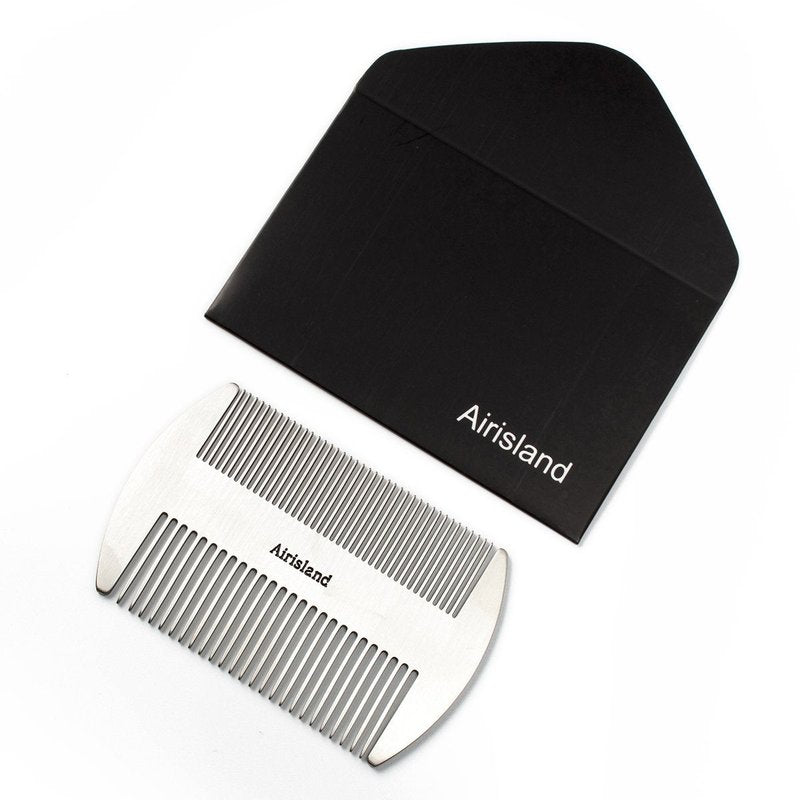 Airisland Dual Action Stainless Steel EDC Credit Card Size Wallet Comb - Anti-Static Hair and Beard Comb for Men
