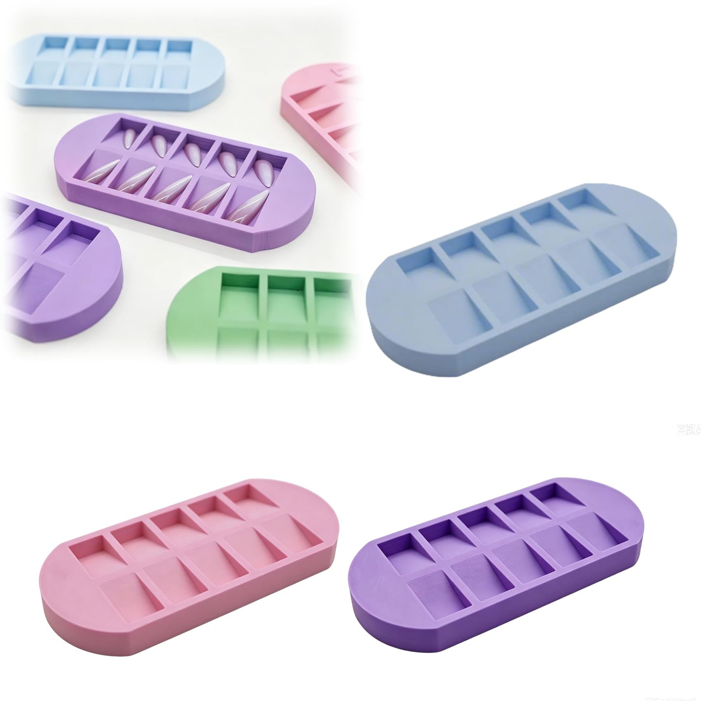 NIMBUSTRA Compatible with DIY Manicure Nail Organizer, Professional Nail Tip Sorting Tray and Display Case, Nail Tech Supplies for Sizing and Storage (Blue)