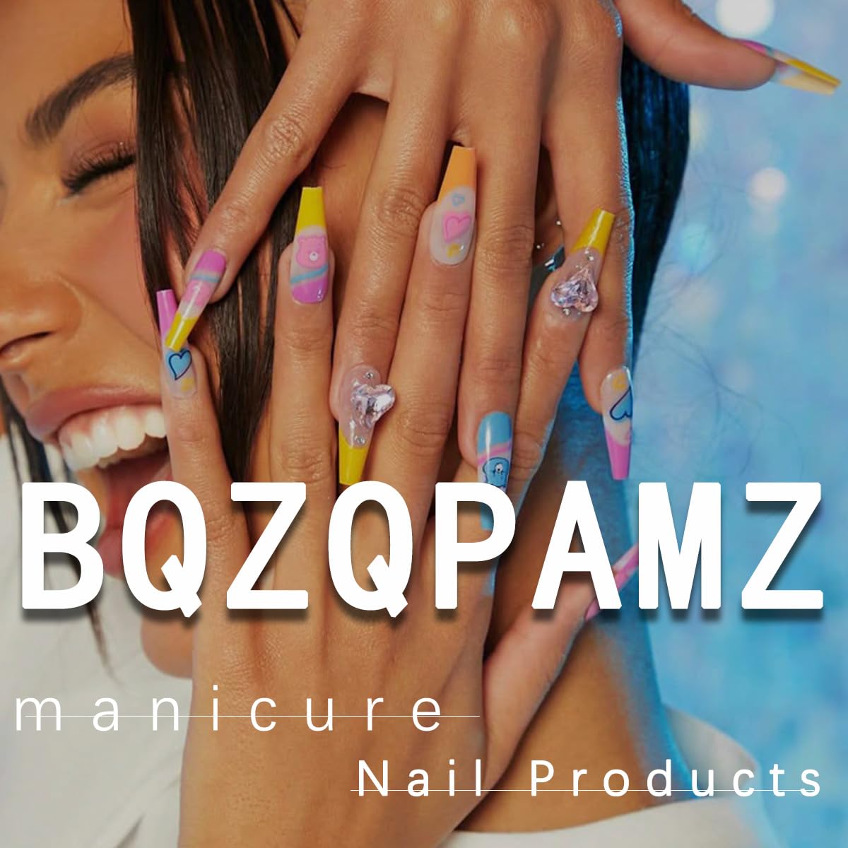 Flower Press-On Nails - Medium Almond Shape with 3D Floral Design | Glossy Acrylic Full Cover for Spring & Summer