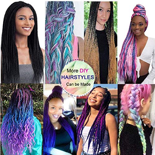 Xiaofeng 24 Inch Black-Deep Brown Synthetic Braiding Hair Extensions 6 Packs