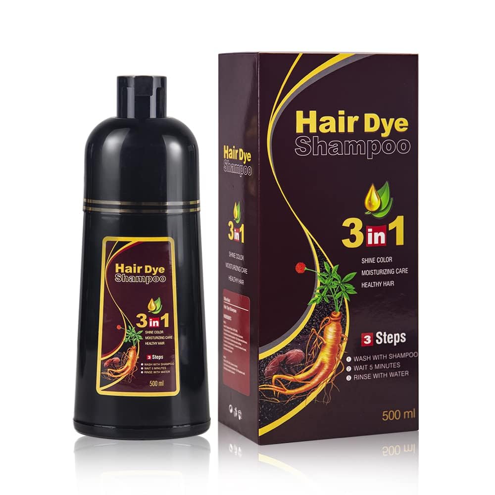 Brown Hair Dye Shampoo - Herbal 3-in-1 Formula for Semi-Permanent Grey Coverage | Unisex Hair Color Solution