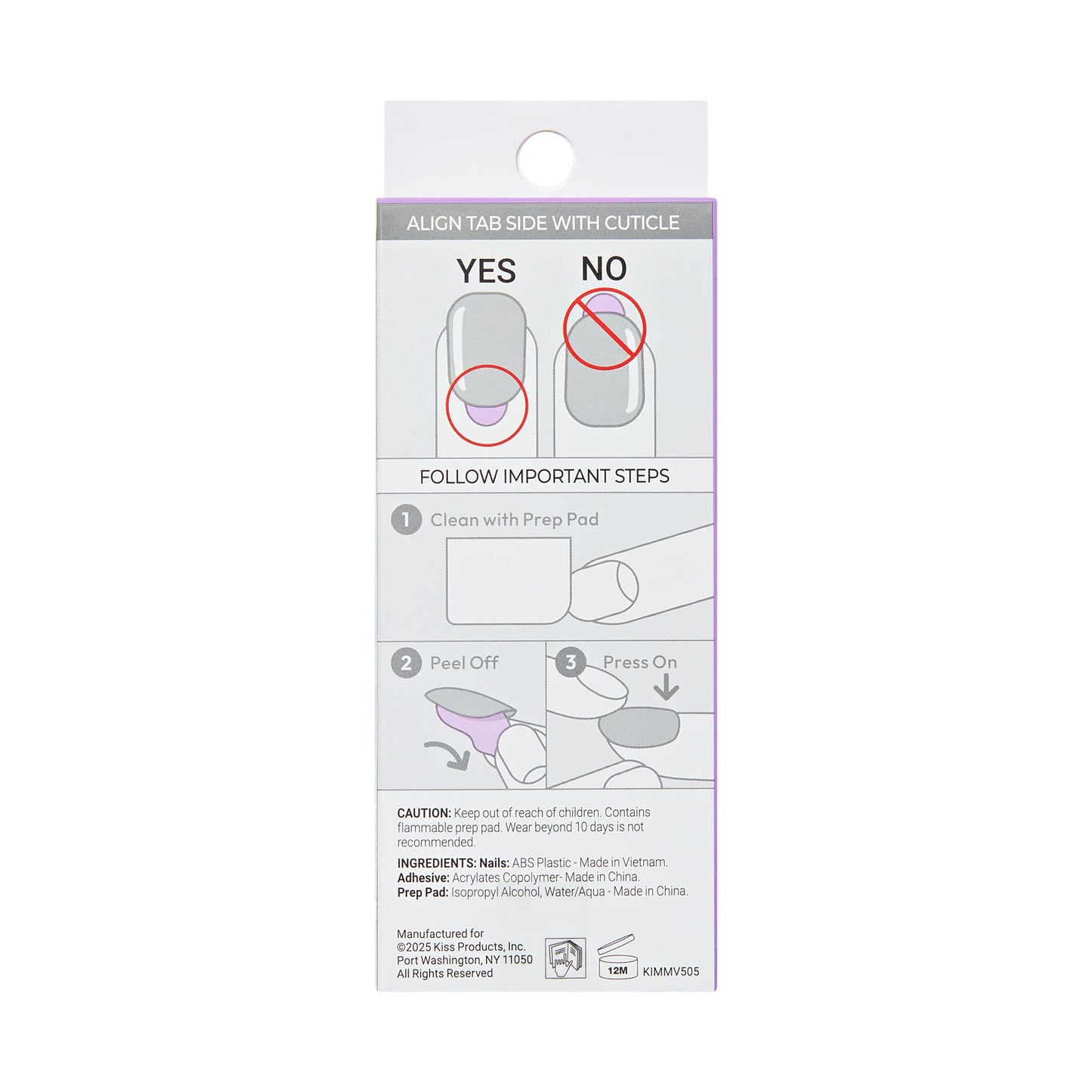 Kiss Impress No Glue Mani Press On Nails, Design, 'Cherie', Blue, Medium Size, Oval Shape, Includes 30 Nails, Prep Pad, 1 Manicure Stick, 1 Mini File