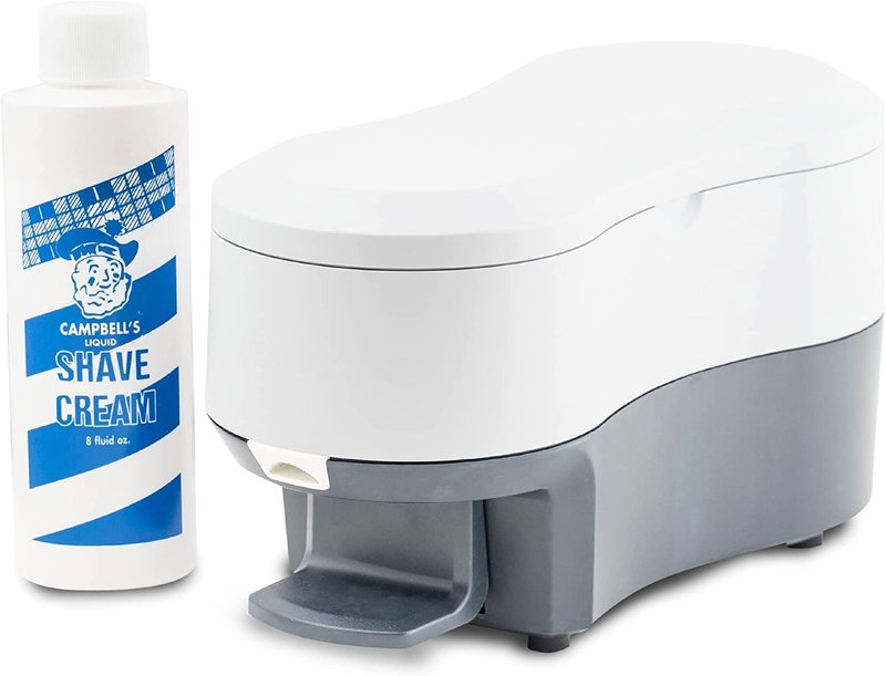 Latherking Campbell’s Next Generation Hot Lather Machine for Barbers, Professional Heated Shaving Cream Dispenser, One-Hand Pump Hot Foam Maker, UL Certified Barber Shop Equipment, Grey