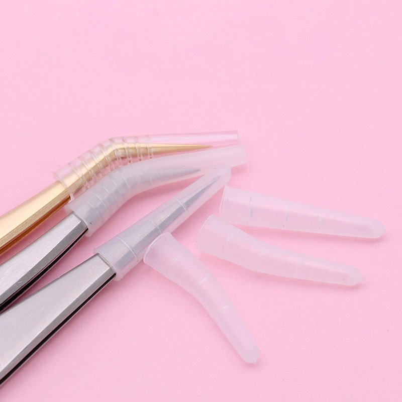 EORTA 50Pcs Soft Silicone Tweezer Tip Covers for Eyelash Tweezer Pusher, to Protect Tips, Transparent