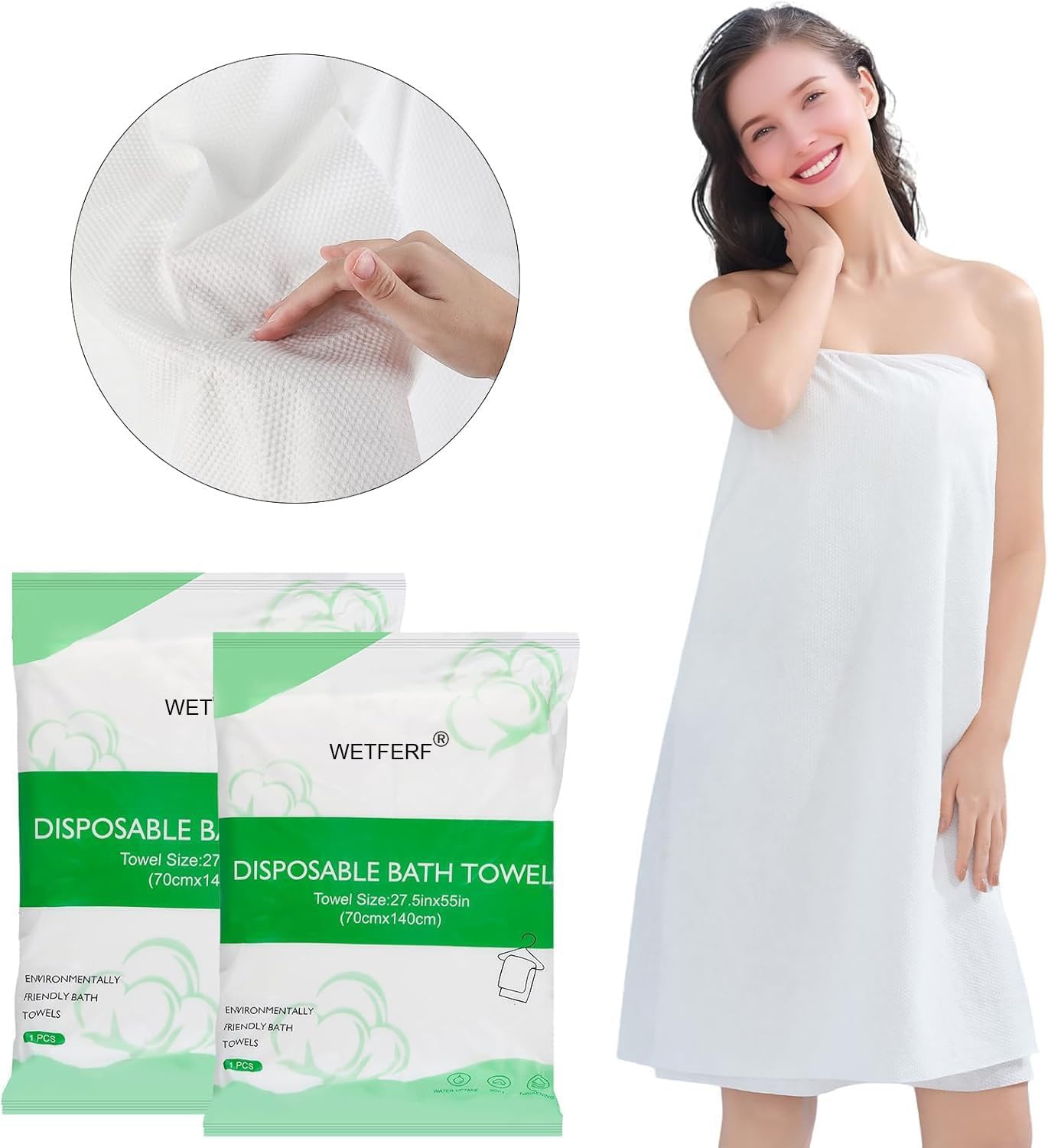 Disposable Bath Towels - 20 Pack Durable Large Portable Thick Towels for Travel, Spa & Camping | 55'' x 27.5''