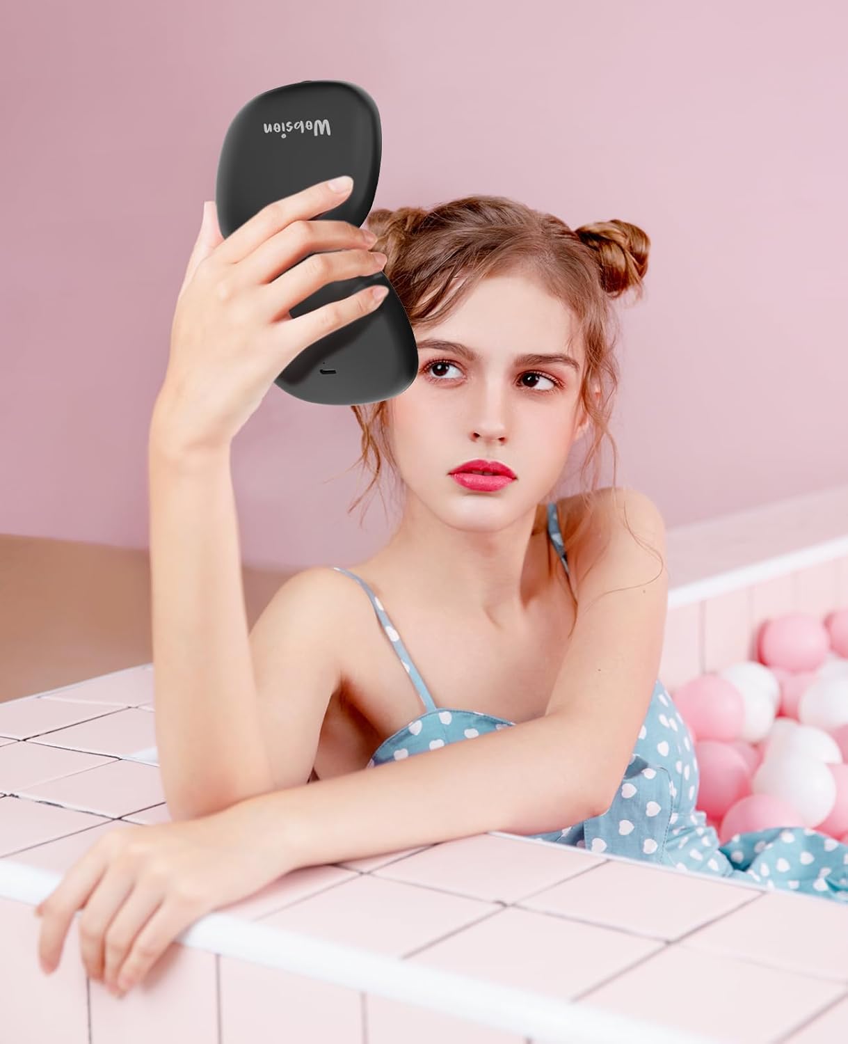 Rechargeable Lighted Travel Makeup Mirror - 1x/10x Compact Magnifying | Portable 4-Inch Black