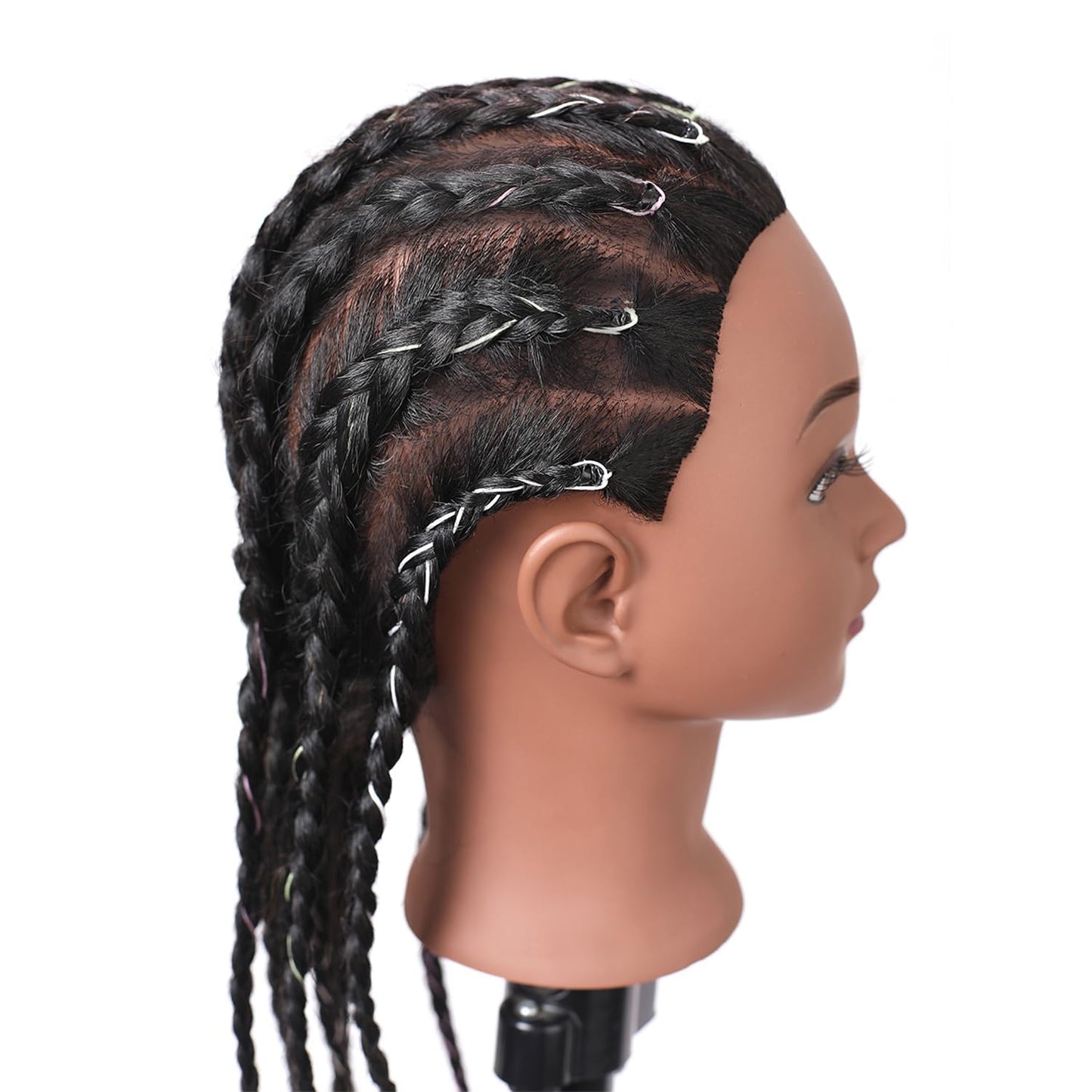 Real Hair Mannequin Head - 16" Cosmetology Training Doll for Hair Styling & Braiding | Black