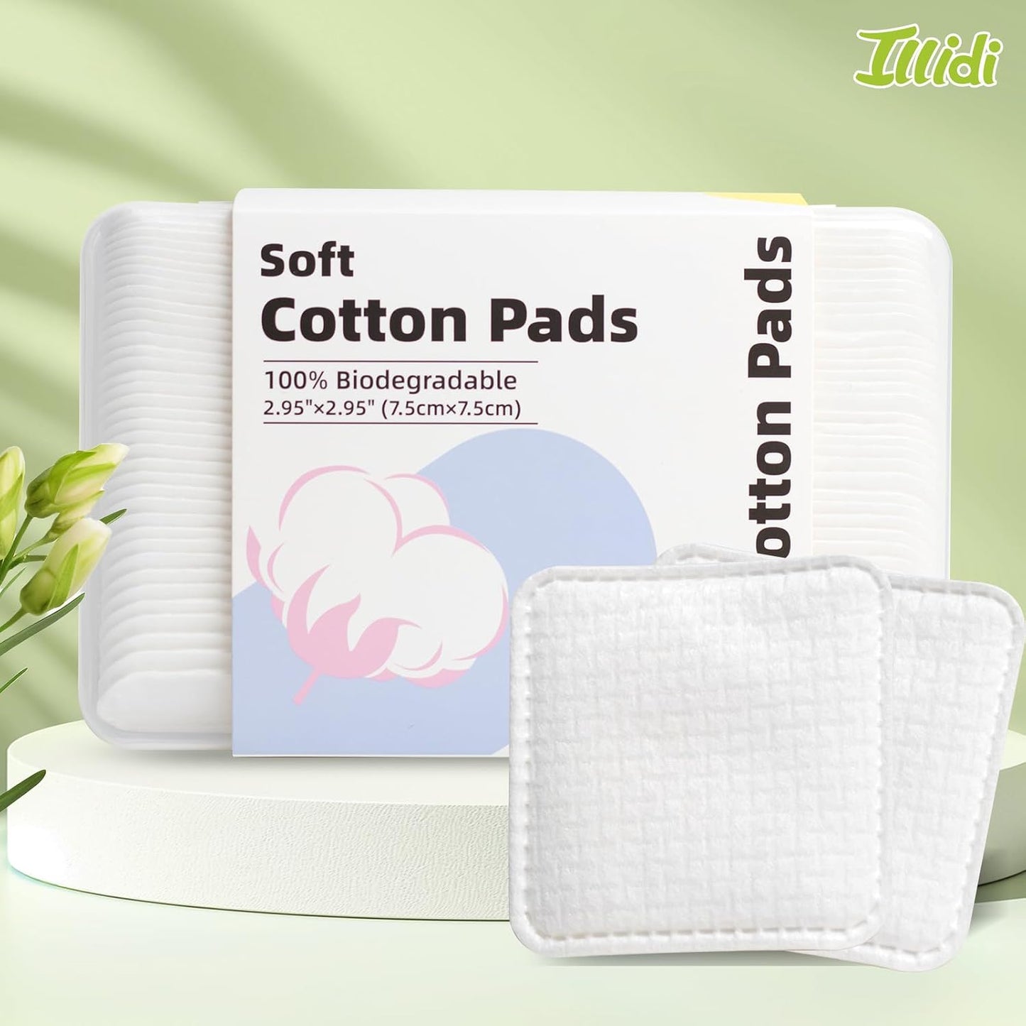 Large Square Cotton Pads - Lint-Free, Soft & Multi-Layered for Makeup Removal | 80 Count Box