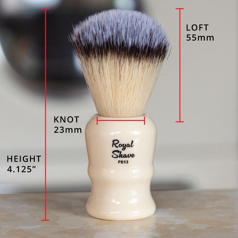 Vegan Shaving Brush by Royal Shave, Foluxe Synthetic Bristles, Badger-Free, Wet Shave Tool for Men & Women, Smooth & Comfortable (CREAM)