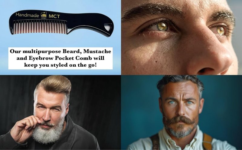G.B.S Fragrance-Free Extra Strong Hold Mustache Wax, Black Beard Filler Pen, Handmade Pocket Mustache Comb & Precision Trimming Scissors – 3 Piece Set for Styling & Detailing
