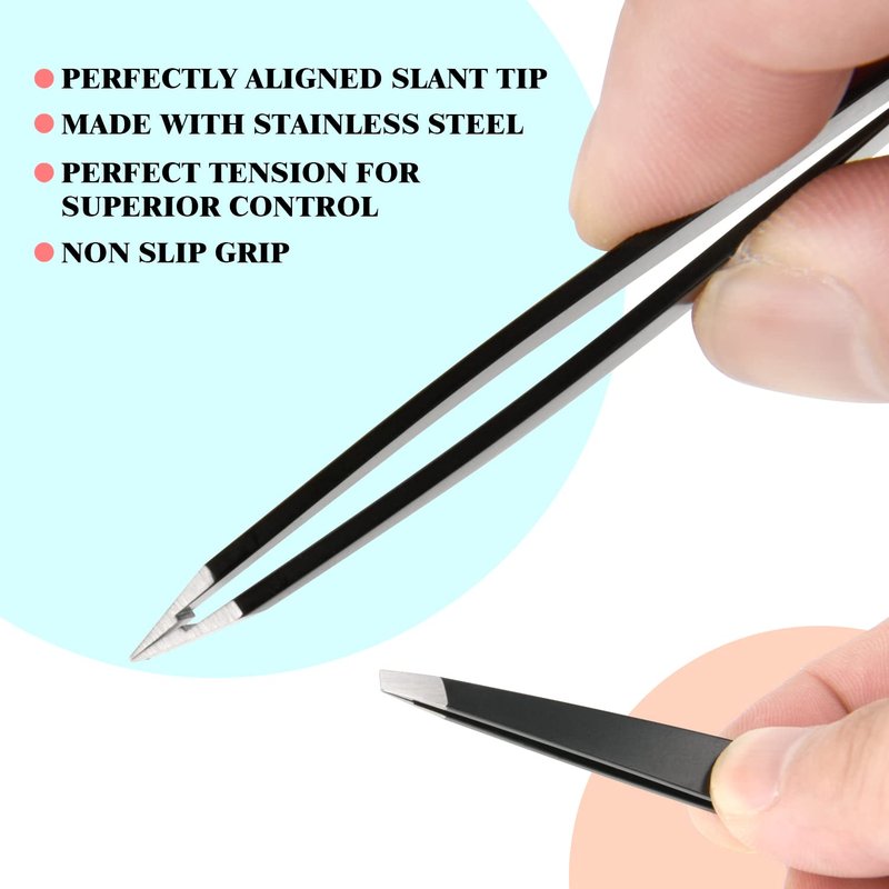 FIVETAS Lash Tweezers for Eyelash Extensions for Women Ingrown Hair Tweezers Pointed Precision Tweezers for Eyebrows & Ingrown Hair Removal
