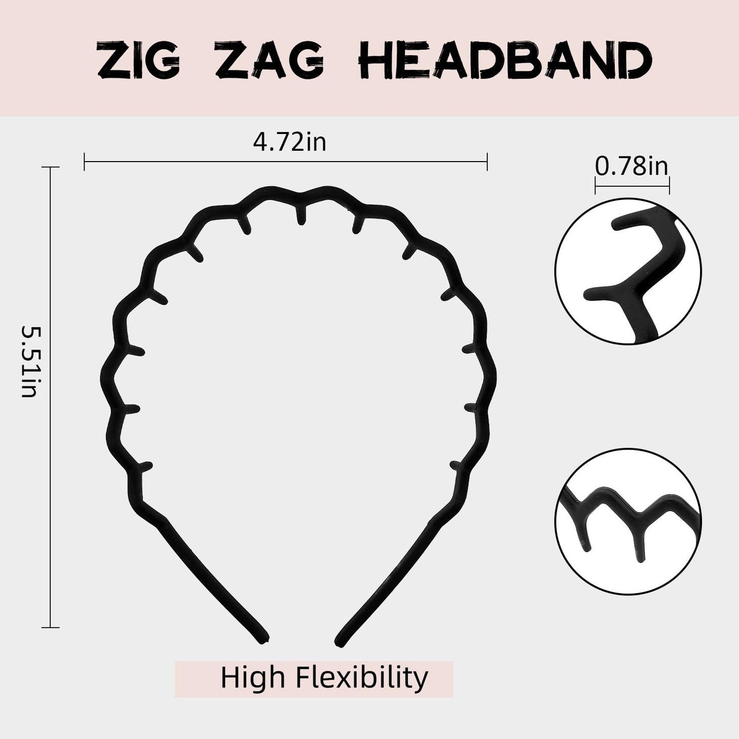 Trendy Zigzag Headbands for Women - 3PCS Plastic Wavy Hair Accessories | Spiky Claw Design