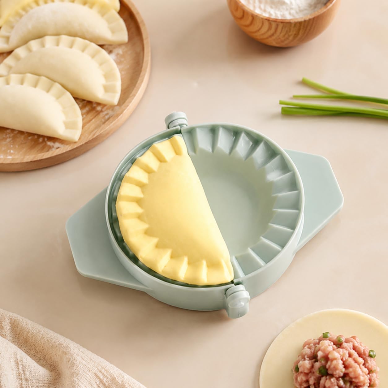 Light Blue Dumpling Maker - Plastic Dough Press Tool | 1 Piece
