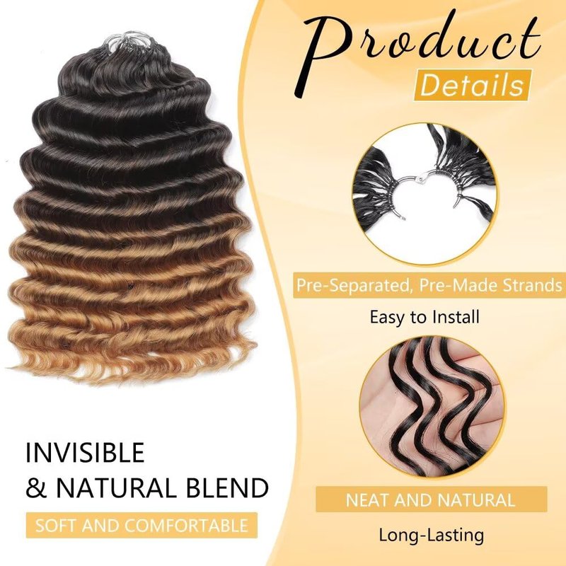 Human Crochet Hair for Black Women - 24 Inch Deep Ocean Wave Bundles | Pre-Separated 120 Strands, 150G