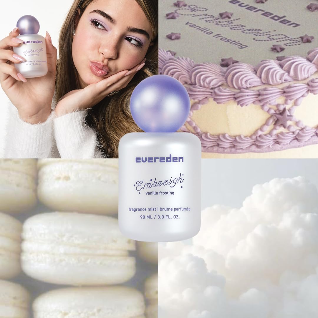 Evereden x Embreigh Hair and Body Fragrance Mist | Vanilla Frosting Limited Edition | Kids Perfume for Girls | Hair and Body Mist for Teens | Long Lasting Perfume for Teen Girls | 3 fl.oz.
