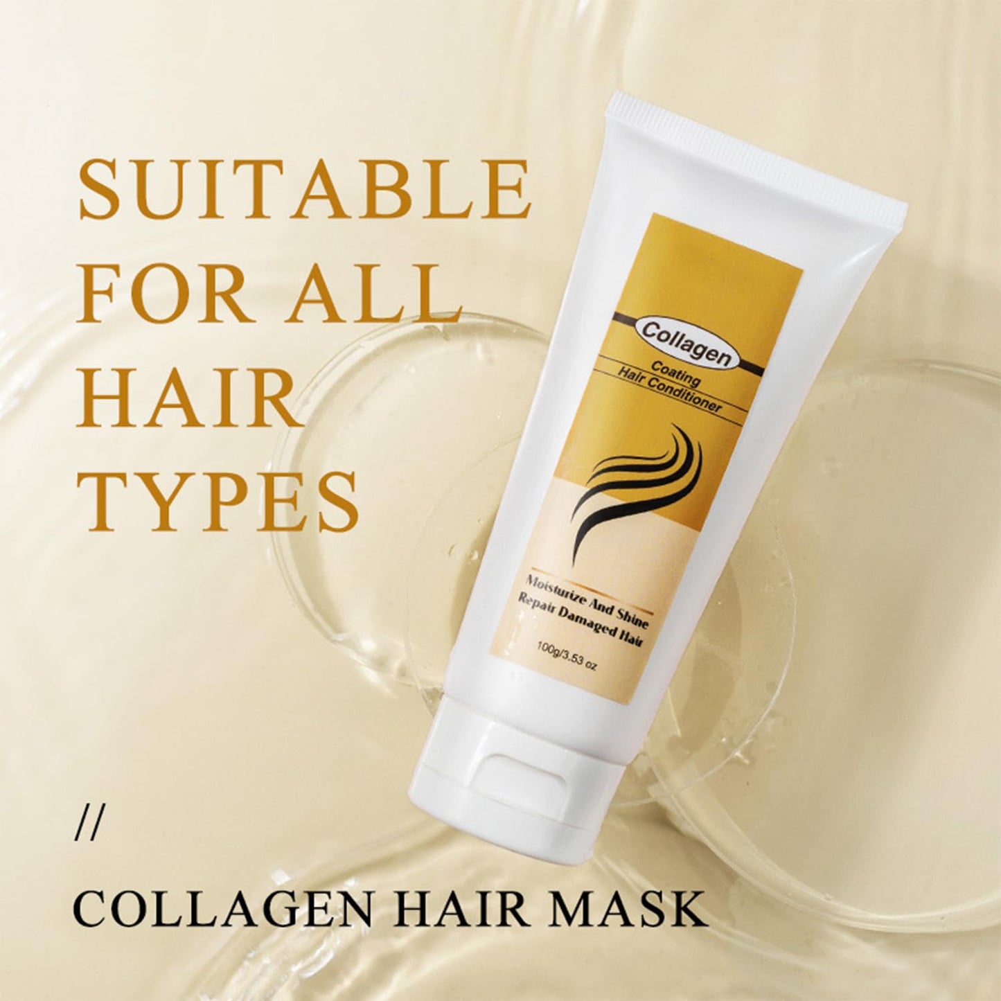 Collagen Hair Mask - Protein Hair Treatment with Argan Oil for Dry & Damaged Hair, Intensive Conditioning Mask for All Hair Types, 3.5oz